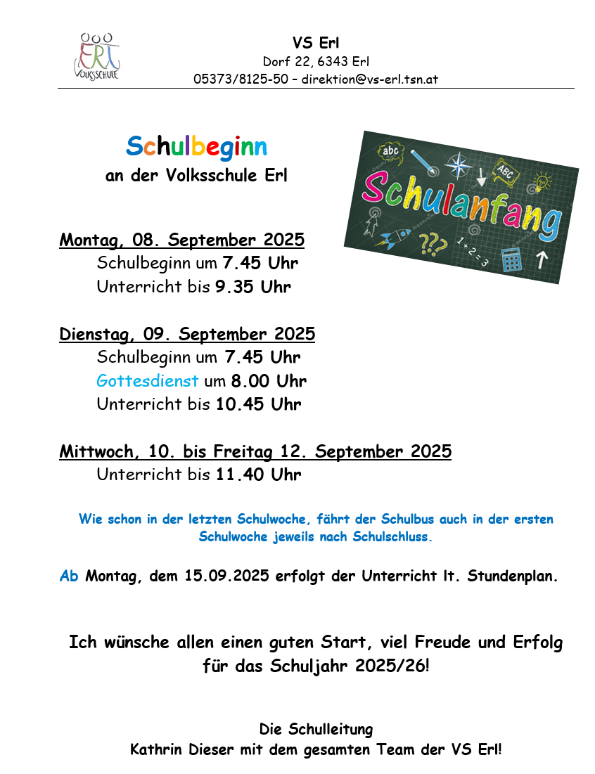 Neues Schuljahr